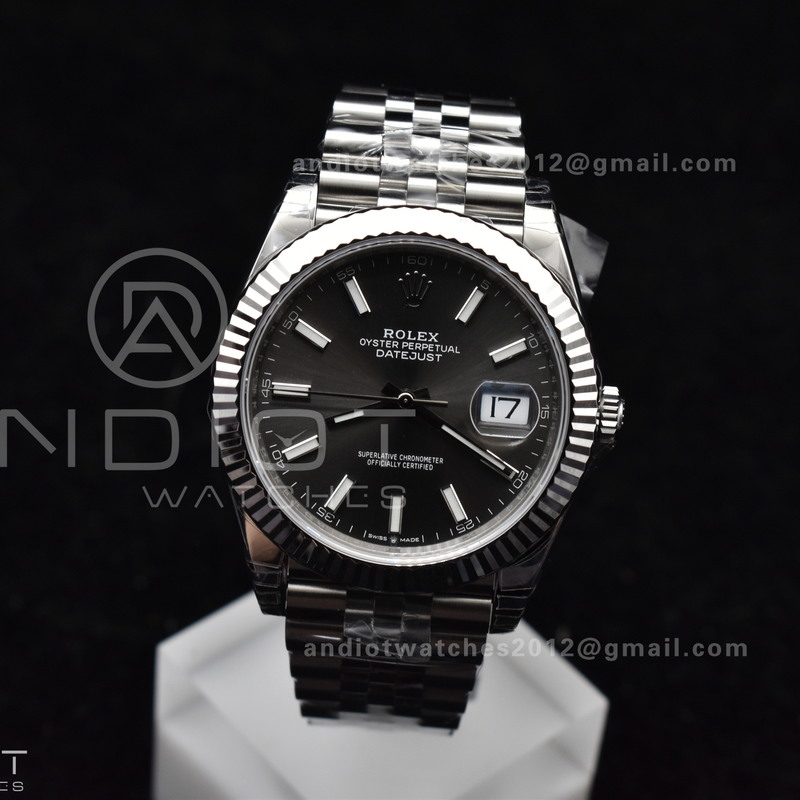DateJust 41 SS 126334 VSF 1:1 Best Edition 904L Steel Grey Stick Dial On Jubilee Bracelet VS3235